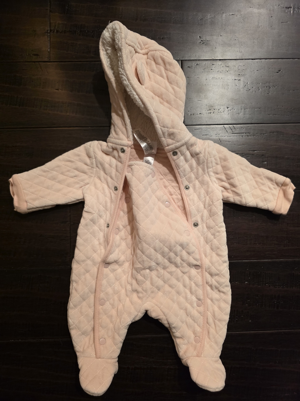 Nordstrom Quilted Hooded Baby One-Piece in Light Pink